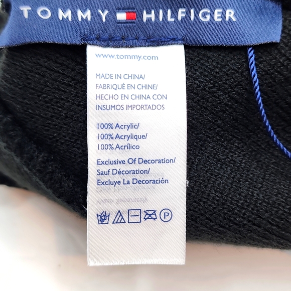 TOMMY HILFIGER HAT BEANIE , BLACK, UNISEX - Picture 7 of 8